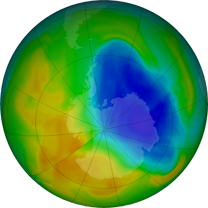 Antarctic ozone map for 05 November 2017